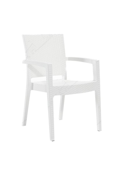 Novussi Liverno Rattan BEYAZ Masa Takımı 90*150 Camlı Masa 6 Adet Beyaz