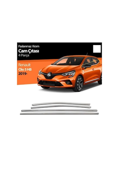 Renault Clio 5 Hb Uyumlu Cam Çıtası 4 Parça 2019 Ve Üzeri Paslanmaz Krom