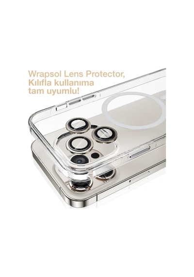 Apple Uyumlu iPhone 15 Pro Kamera Lens Koruyucu Natürel Titanyum Kolay Uygulama Aparatlı