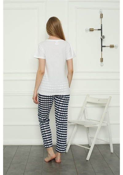 Akbeniz Kadın Penye Pijama Takım 4160 - L Beyaz