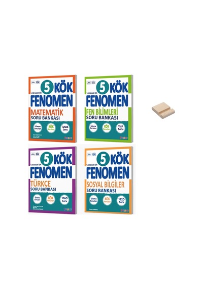 5. Sınıf Kök Matematik Fen Türkçe Ve Sosyal Soru Bankası 4lü Set + Telefon Standı