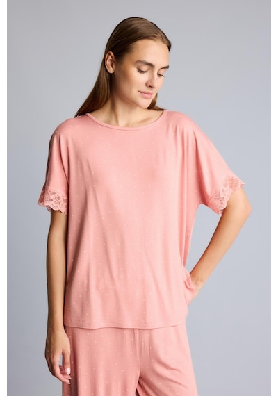Defacto Regular Fit Kısa Kollu Dantel Detaylı Üst Geniş Paça Alt 2li Pijama Takımı I5544ax26aubr478 Bordo-br478