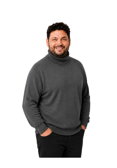 Battalmoda Erkek Büyük Beden Füme Tam Balıkçı Pamuklu Kazak 3xl-4xl-5xl-6xl