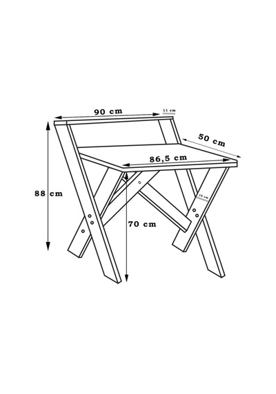 Enda Home X Ayaklı Raflı Ders Çalışma Masası 50x90 Cm Antrasit