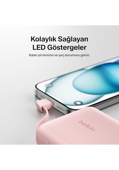 Belkin Boostcharge Power Bank, Entegre Kablolu Taşınabilir Şarj C Diğer