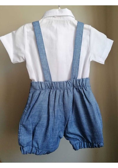 Bebeksen Papyonlu 3'lü Siyah Klasik Erkek Bebek Salopet Takım Özel Gün Kıyafeti Düğün Bebek Hediyesi Mavi