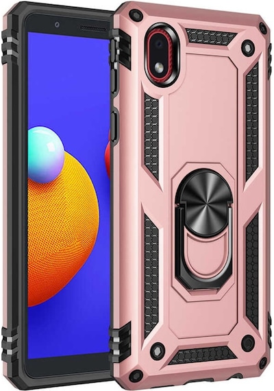 Galaxy A01 Core Kılıf Zore Vega Yüzüklü Standlı Zırh Kılıf