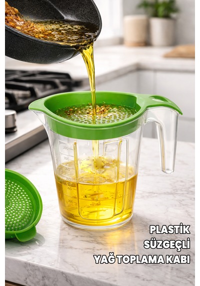 Destpak Süzgeçli Yağ Saklama Kabı - 500 Ml - Plastik - Bulaşık Makinesinde Yıkanabilir - Ergonomik