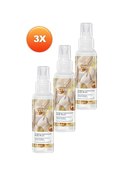 Avon Simply Luxurious Beyaz Şeftali ve Vanilya Orkide Kokulu Vücut Spreyi 3 x 100 ML