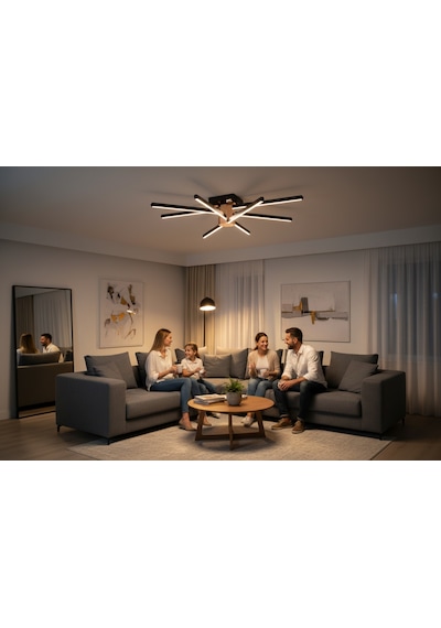Nova 8 Gold Led Tavan Avize Kumandalı Dim Edilebilir Aşağı Işık Beyaz Işık