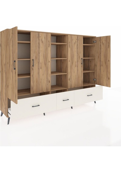 Hyperion Dolap 12 Raflı 3 Çekmeceli 4 Kapaklı 220x44x163 Çam-çam/ Çam-çam/aytaşı Hyperion Dolap 12 Raflı 3 Çekmeceli 4 Kapaklı 220x44x163 Çam-çam/ Çam-çam/aytaşı