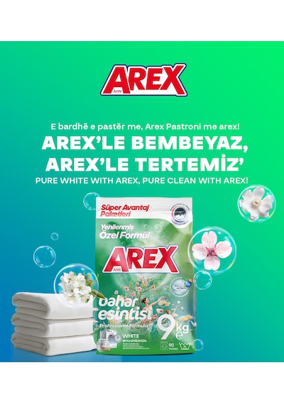 Arex Matik Toz Deterjan Beyazlar İçin 9 KG Arex Matik Toz Deterjan Beyazlar İçin 9 KG