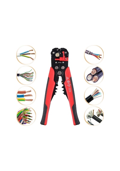 5 İ 1 Arada Otomatik Kablo Soyucu, Kesici, Kıvırıcı Ve Pabuç Sıkma Pensesi Automatic Wire Stripper & Crimper 0.2-6 Mm² Ayarlanabilir Soyma Uzunluğu, Ergonomik Tutma Kolu