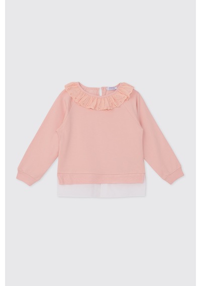 Panço Kız Çocuk Pudra Sweatshirt Pembe