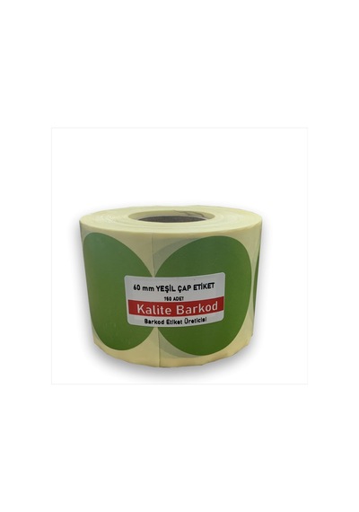 60 mm Yuvarlak Yapışkanlı Etiket | Yeşil Renk Yuvarlak Etiket