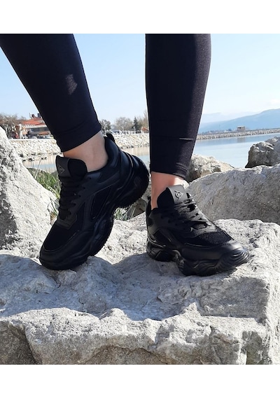 Dunlop 2323 Siyah Renk Fuspetli Kalın Taban Spor Ayakkabı AYKSAYAK-000502