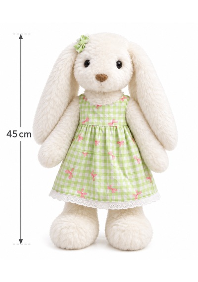 45 Cm Elbiseli Peluş Tavşan Oyuncak Yeşil Elbiseli Açık Yeşil