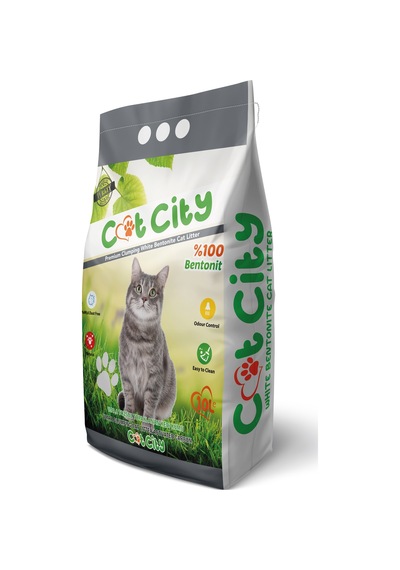 Cat City Doğal Bentonit Topaklanan Kedi Kumu 10 Lt Aktif Karbonlu