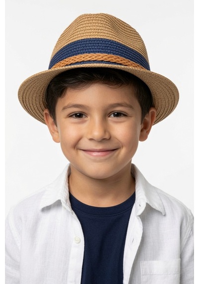 Mollycrush Hediye Erkek Çocuk Yazlık Hasır Fedora Şapka Güneş Koruyucu Fötr Kahverengi Mollycrush Hediye Erkek Çocuk Yazlık Hasır Fedora Şapka Güneş Koruyucu Fötr Kahverengi