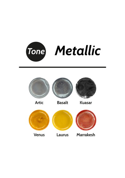 Tone Metallic Epoksi Renk Pigmenti Seti Metalik Renkler 6X25 ML