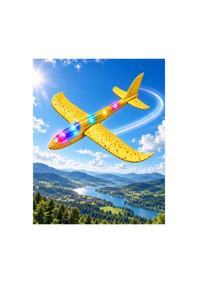 2 Li Led Işıklı Köpük Uçak Seti - Büyük Boy-turuncu & Sarı Hafif Dayanıklı Fırlatma Uçağı Açık Hava Oyuncağı - 921733635