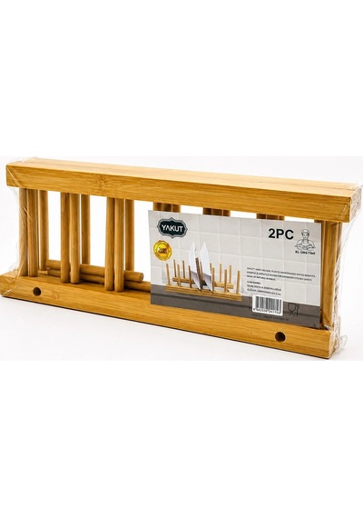 2pcs Bambu - Ahşap Tezgah Üstü Tabaklık - Bulaşıklık Bx40 Çok Renkli