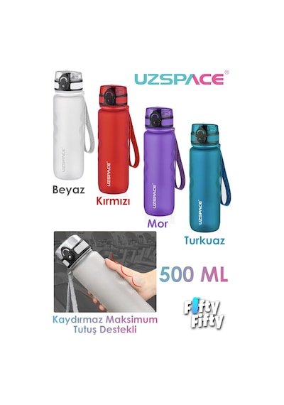 Uzspace 500 Ml Kaydırmaz Maksimum Tutuş Destekli Tritan Su Matarası -ffuz1215 Turkuaz