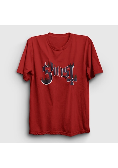 Presmono Unisex Logo Ghost T-shirt Kırmızı