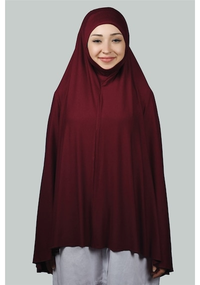Altobeh Hazır Türban Peçeli Pratik Eşarp Tesettür Nikaplı Hijab - Namaz Örtüsü Sufle (5XL) - Bordo