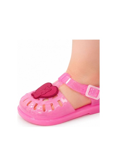 Haribo Lisanslı Tokalı Kafes Görünümlü Kız Çocuk Sandalet Pembe