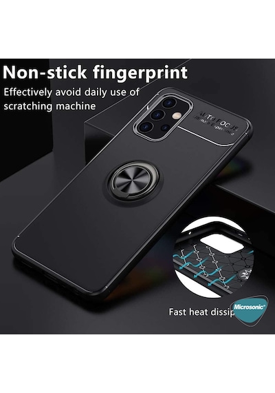 Microsonic Samsung Uyumlu Galaxy A52 Kılıf Kickstand Ring Holder
