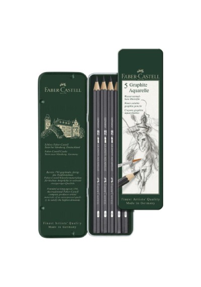 Graphite Aquarelle Suda Çözünür Çizim Kalemi 5 Li Metal Kutu