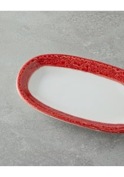 Larry Porselen Kayık Tabak 19 Cm Kırmızı Açık