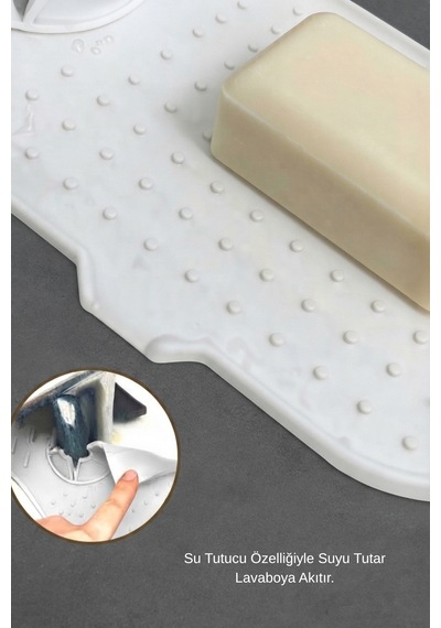 Su Tutucu Musluk Matı Mutfak Ve Banyo İçin Koruyucu Musluk Ve Lavabo Altı Mat Beyaz