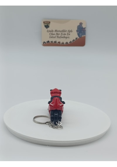 Süpersport Motosiklet Metal Anahtarlık Kırmızı - Diecast Yarış Motoru Figürü