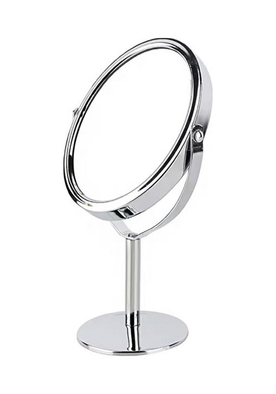 Mercansa Sonx Oval Masaüstü Ayaklı 360 Dönebilen, İşyeri, Seyahat İçin Mini Krom Ayna 15x25cm