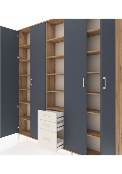 Arges Dolap 17 Raflı 3 Çekmeceli 4 Kapaklı 220x30x243 Çam-antrasit/aytaşı Antrasıt/aytası Arges Dolap 17 Raflı 3 Çekmeceli 4 Kapaklı 220x30x243 Çam-antrasit/aytaşı Antrasıt/aytası
