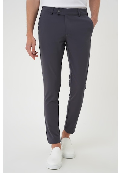 Efor Slim Fit Yan Cepli Düz Esnek Casual Koyu Füme Pantolon P 1144 Füme