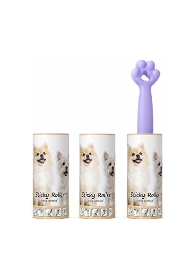 Kedi Patili Tüy Toplayıcı Sticky Roller Seti 60 Yapraklı Güçlü Yapışkanlı Kullan At Bant + 2 Adet Yedek Ru Diğer