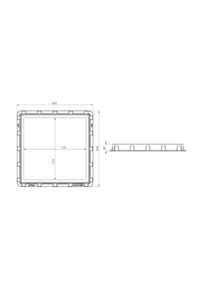 60X60 Rögar Kapağı - Çerçeve + Düz Kapak Gri