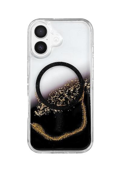 Onegif Apple İphone 16 Lotus Simli Magsafe Kapak - Siyah - Siyah