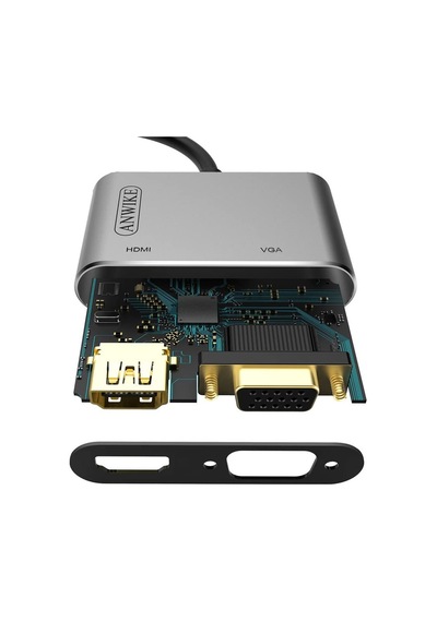 Usb 3.1 Type-C To 4K Hdmi + Vga Çevirici Adaptör Kablo Apple Uyumlu MacBook