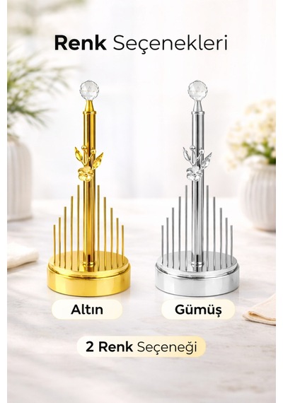 Gümüş Metal Paslanmaz Çiçek Model Lüks Havlu Peçetelik Mutfak Servislik Çeyizlik Sofra Organizeri Ze