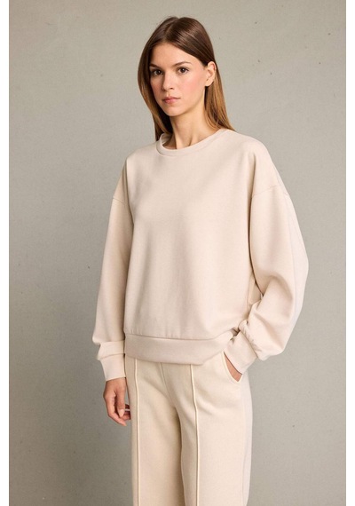 Defacto Bisiklet Yaka Modal Sweatshirt G2913ax25auer120 Ekru