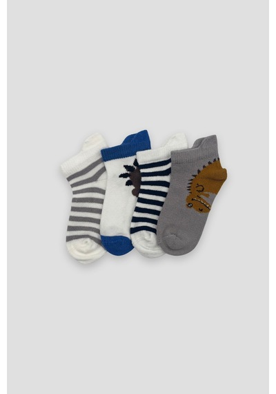 Defne Baby Erkek Bebek Ve Çocuk Karışık Desenli Premium Pamuklu Patik Çorap Seti Çok Renkli