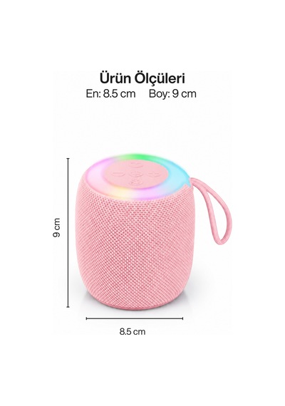 Metaforce Rgb Işıklı Şarjlı Bluetooth Hoparlör - Type-c - Fm Radyo - Usb - Hafıza Kartı Pembe