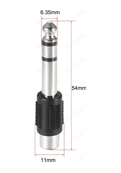 6.35mm 1/4" Stereo Fiş Erkek - RCA Dişi Ses Jakı Dönüştürücü Adap