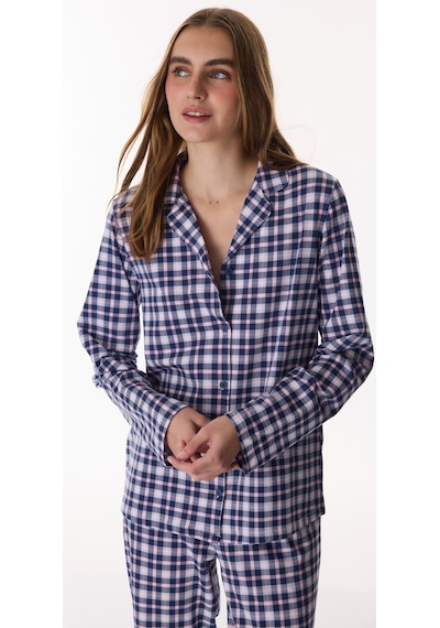 Penti Koyu Mavi Colored Gingham Gömlek Pantolon Pijama Takımı