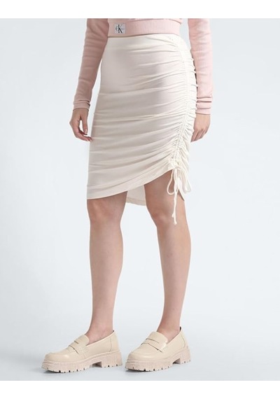 Side Gathering Skirt Etek BEYAZ