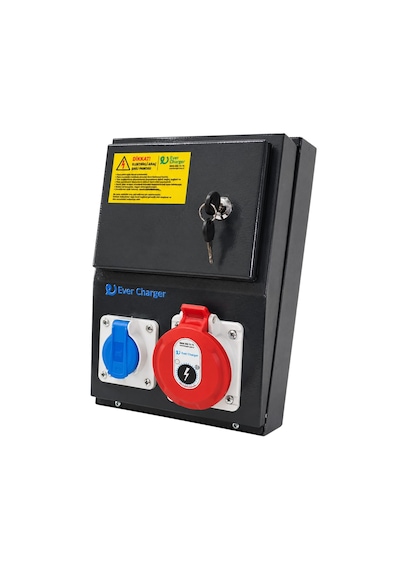 Ever Charger Trifaz Elektrikli Araç Kombibox Metal, A Tipi Kaçak Akım Röleli Ve Sigortalı 22 KW